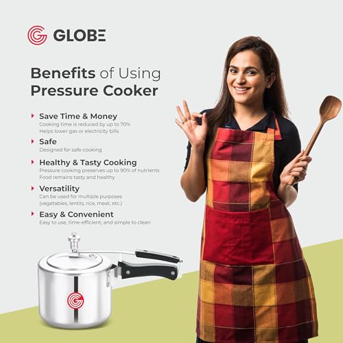 Image of Globe Kiwi 2 Litre Aluminium Inner Lid Pressure Cooker (Silver) - BIS Certified And ISI Certified |5 Years Warranty