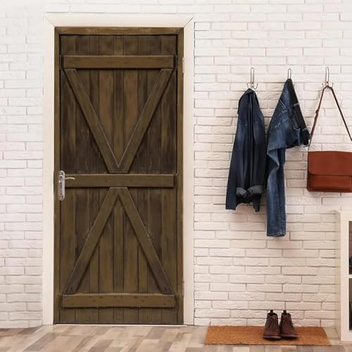 Pegatinas para Puerta Puerta de Madera Retro Pegatinas Puertas Grano de Madera Retro Autoadhesivas Pared Murales Calcomanías de Vinilo Extraíbles para Decoración del Hogar 90x200 cm A/N1317