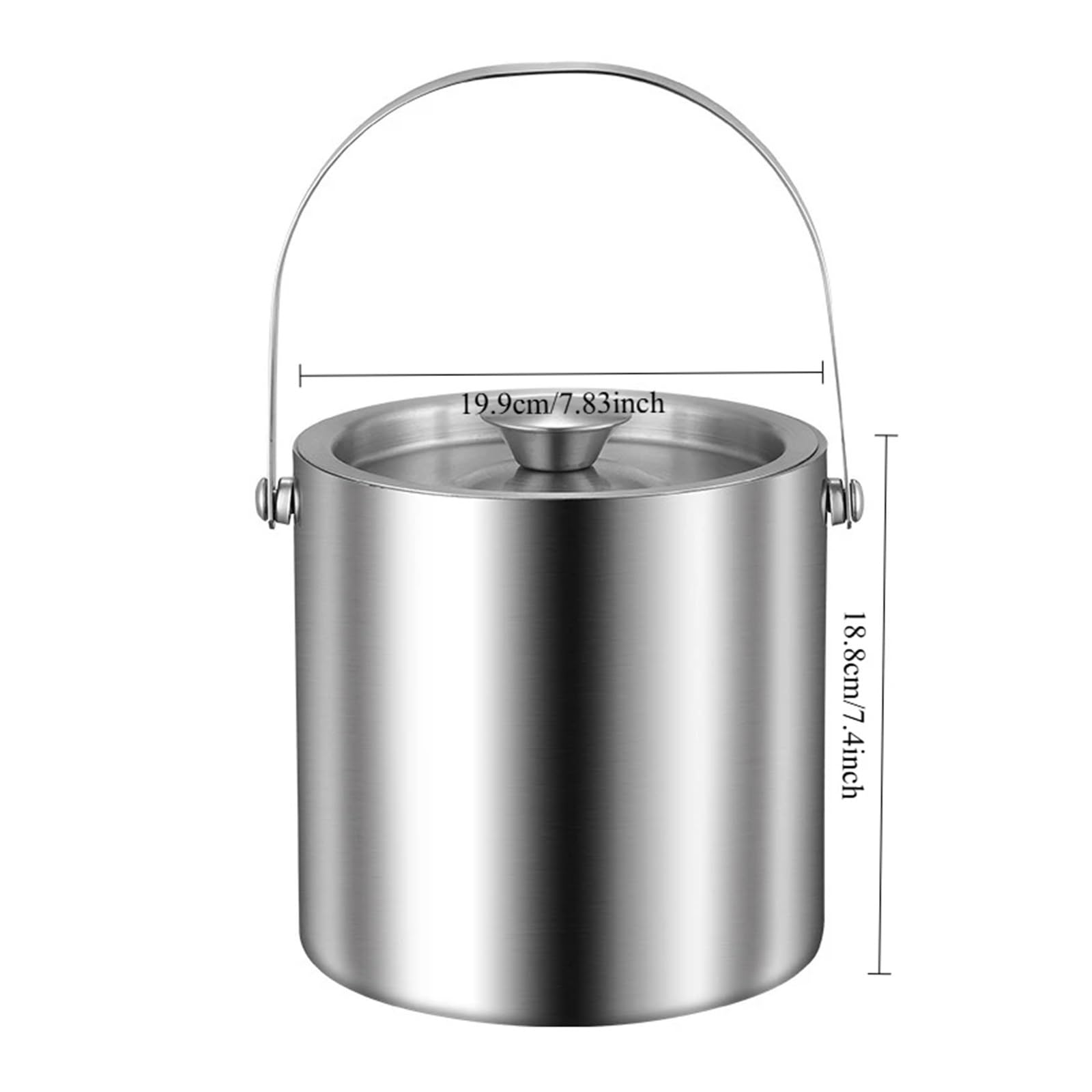 Seau à Glace isolé en Acier Inoxydable de 2/3/4 L