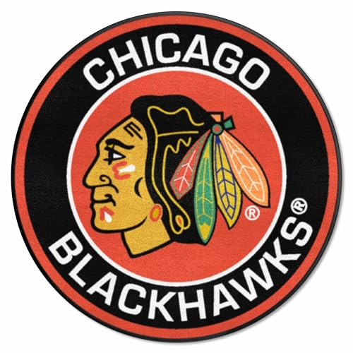FANMATS 18867 Chicago Blackhawks Roundel Rug - 27in. Diameter