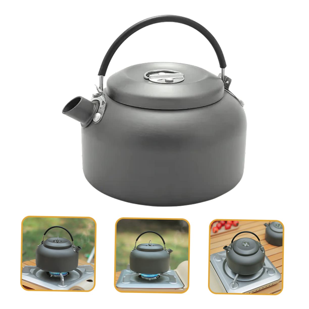 BESPORTBLE 2stücke Outdoor Camping Kessel Aus Aluminiumlegierung Tragbar Teekessel Mit Anti-scald Griff Für Camping Und Outdoor-aktivitäten