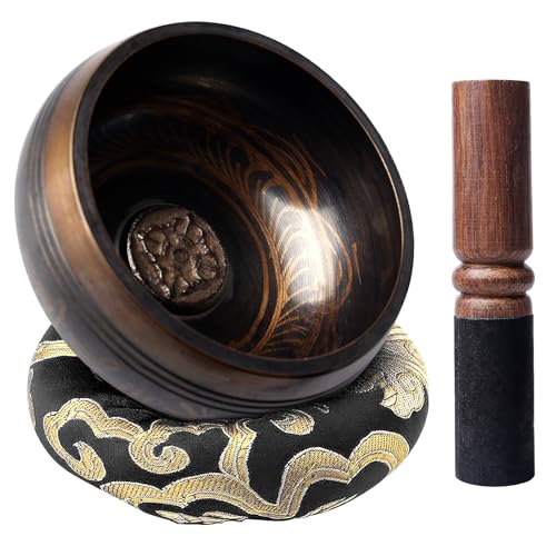 Tibetan Singing Bowl Set, 4 inches Authentic Hand Tibetan Singing...
