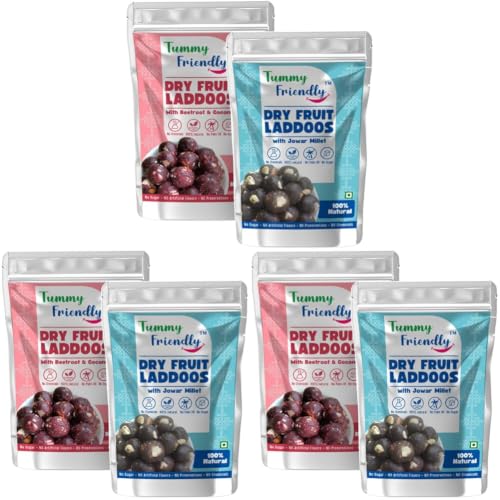 Image of TummyFriendly Dry Fruit Laddu. Healthy Dry Fruit Laddus with Dates - Sugar Free Snacks for Kids, Adults & Pregnant Women. Healthy snacks for kids. homemade dry fruit laddus. No Sugar. Dry Fruit Ladoo with Beetroot & Coconut (Beetroot-Jowar-2X100g)