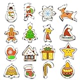 YOFIG Ausstechformen Weihnachten, 16 Stück Plätzchen Ausstecher Weihnachten,...