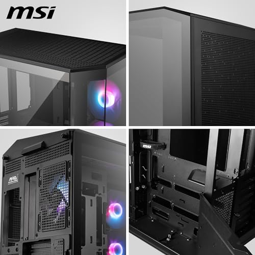 Image of MSI MAG PANO 100R PZ ATX PC Case - ATX Capacity, Verical GPU Installation Bracket, GPU Holder, Dust Filters, Swinging Storage Bracket, Dual-Chamber, USB 20Gbps Type-C