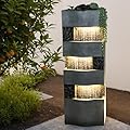 40.5''H Garden Water Fountain Outdoor,4 Tiers Floor Standing Waterfall Outdoor Fountains with LED Lights for Garden, Patio, Backyard, Deck, Porch and Home Art Decor