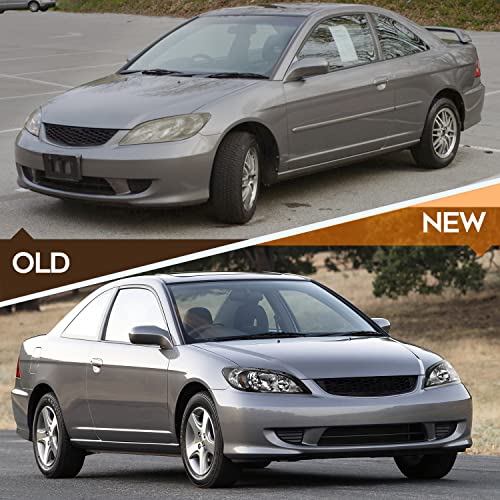 Lbrst Headlight Assembly For Honda Civic 2004-2005 Black Housing Amber Reflector Clear Lens Driver And Passenger Side Headlamp #TOP5