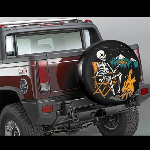 Image of Happy Skeleton Campers Spare Tire Cover-Cute Funny Waterproof Universal Spare Wheel Tire Covers Fit for Rv SUV Truck Camper Travel Trailer Accessories,15 inch