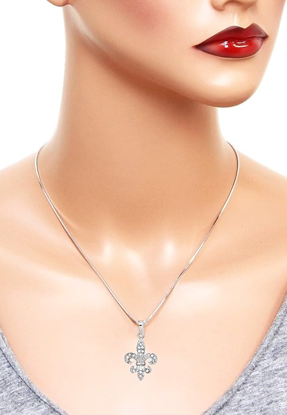 DianaL Boutique Fleur De Lis Austrian Crystal Charm Pendant and Necklace Gift Boxed Fashion Jewelry - Image 9