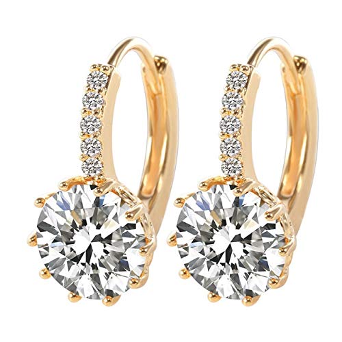 LSLYTQ 12 Style Optional Trendy 925 Jewelry Gemstones Earrings For Women Short Style Ear Drops With 10mm Zircon Party