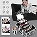 Joligrace Makeup Case Organizer Box, 11.8 Inch Makeup Train Case with Mirror, 3-Tray Make-up Cosmetic Storage Box with Brush Holder, Lockable Large Makeup Organizer Carrying Case, Shiny Black