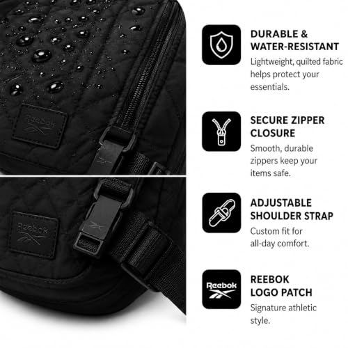 Image of Reebok Womens Crossbody Bags - Lightweight Sling Cell Phone Purse, Quilted Small Crossbody Bags Women