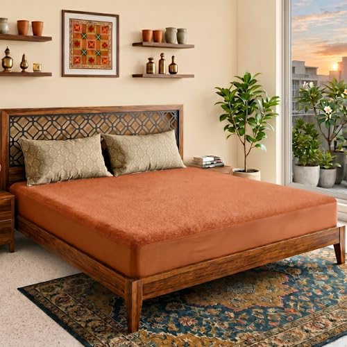 Image of Dream King Luxury Being Terry Cloth Fitted Mattress Protector Single Bed | Waterproof Ultra Soft Mattress Cover | Hypoallergenic Bed Cover 36X78 inch (Gold)