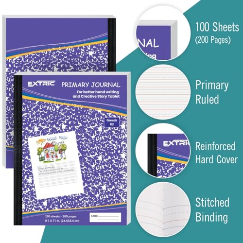 Carnet primaire K-2 rigide EXTRIC évite les pages cornées et guide l'écriture