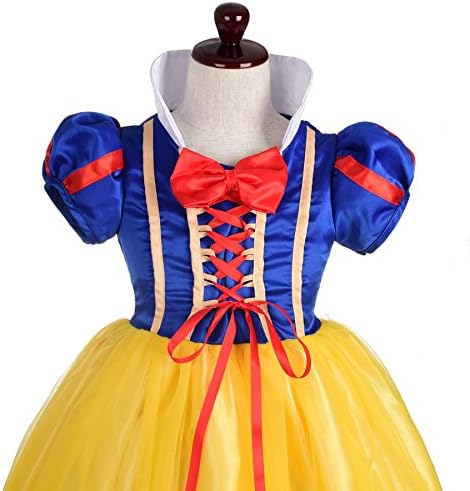 Déguisement Princesse Blanche Neige Fille – Robe Luxe Avec Cape Rouge + 13 Accessoires Magiques – Costume Enfant Halloween Noël Anniversaire 2-10 Ans