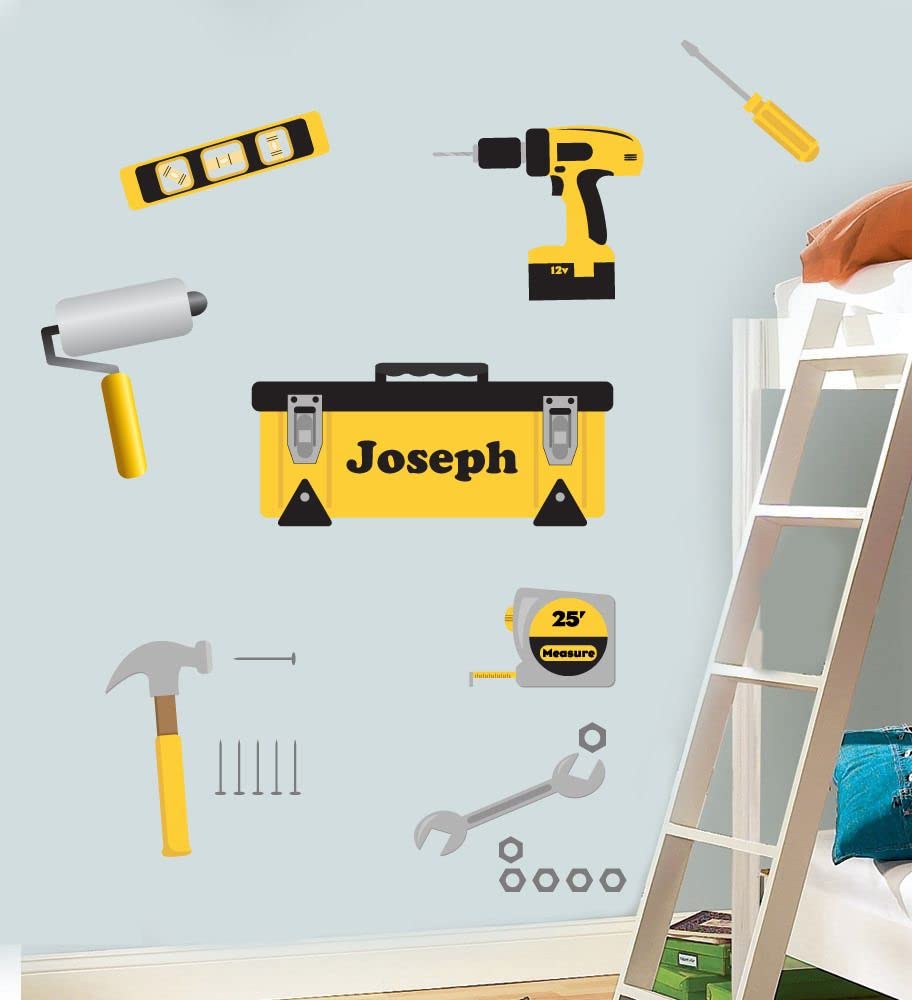 Personalised Childrens Tool Set - Pack of 20 - Wall Art Vinyl Printed Stickers