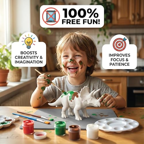 Image of Unscroo DIY 3D Model Painting Kits - Dinosaurs, Ice Age Animals & Unicorns - 3D Printed Art & Craft Hobby Gift for Kids, Teens & Adults - Return Gift Sets (Triceratops Single)