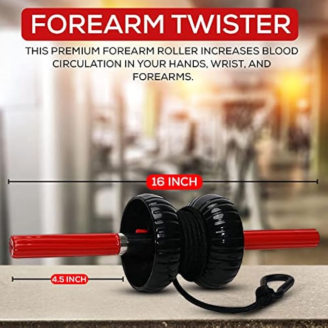 Forearm Exerciser - Wrist and Forearm Strengthener Enhanced Grip Strength Trainer with Weight Bearing Rope Blaster Workout Equipment - Quick Locking Mechanism Wrist Roller for Men - Women