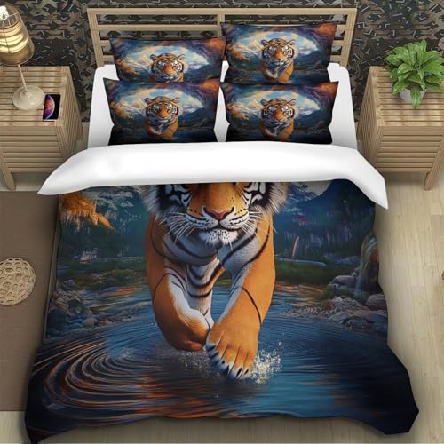Parure de lit tigre 3D en microfibre pour éviter le repassage et simplifier le lavage