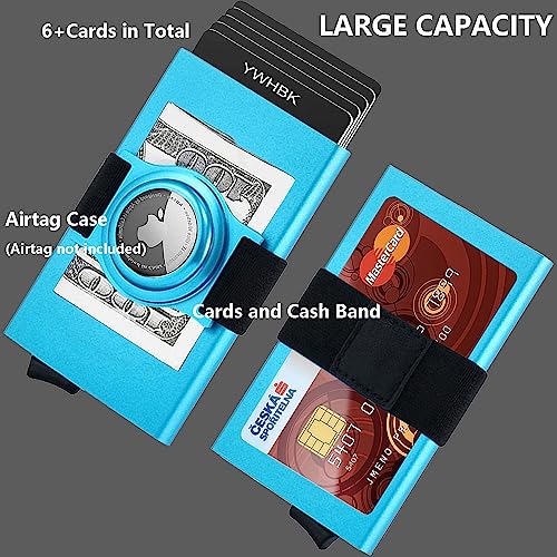 Minimalist Card Holder Wallet for Men,Front Pocket Slim RFID Blocking Pop up Metal Wallet Credit Card Case with Cash Band Airtag Case,12+ Cards Storage3