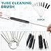 12 Pack Glass Tube Pipe Cleaner Brush Set, for Cleaning Long Neck Bottle, Bent Glass Tube,17-inch Long Handle Brush,8.2-inch Different Diameters Brushes,35-inch Flexible Double Ended Cleaner