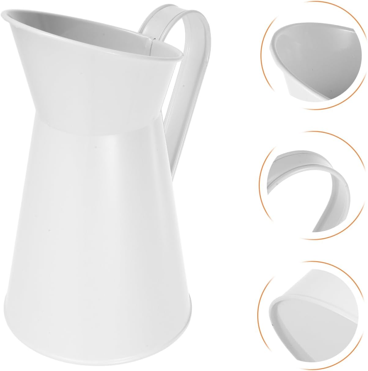 Cabilock Rustic White Iron Flower Bucket, Vintage Milk Jug Vase, Decorative Metal Pitcher for Home and Garden, 7.87 X 6.22 X 3.85 Inches - Image 9