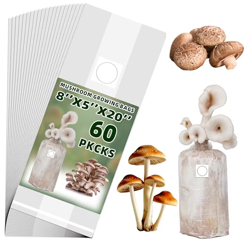 TonGass 60-Pack 8"x5"x20" Autoclavable Mushroom Grow Bags