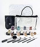 20pc STARTER KIT w/BRUSHES (LIGHT & FAIR 1) Mineral Makeup Sample Size Set Foundation Blush Veil Eye Shadows