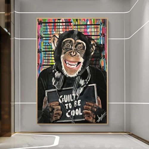 Art mural de rue singe graffiti pour salon moderne grand tableau décoration murale sans cadre 80x120