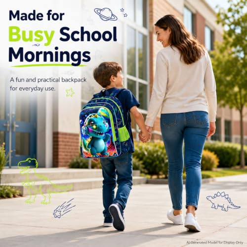 Image of UFNDC 3PCS Boys Backpack,16 inchKids Dinosaur Bookbag with Lunch Box, School Bag for Elementary Toddler