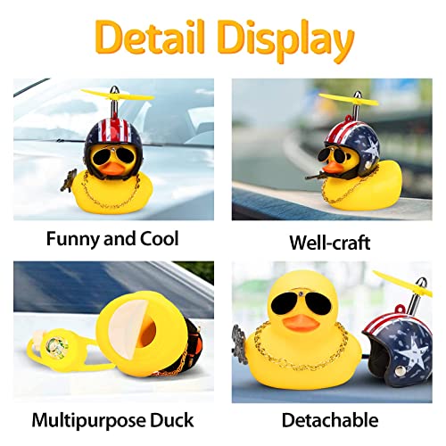 Image of wonuu Rubber Duck Car Ornaments, Squeeze Duck Dashboard Decorations Bicycle Decor for Cycling Motorcycle & Bicycle Accessories Decorations (Stars&Stripes-L&G)