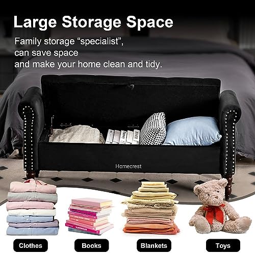Image of Cleobury Storage Couch Bench Ottoman Bench 2 Seater Sofa Settee for livingroom badroom Office (Black)