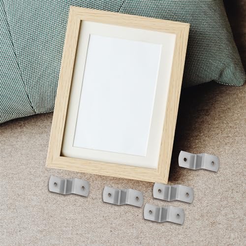 Image of Angoily Z Shape Photo Frame Fasteners 100Pcs Heavy Duty Iron Canvas Clips with Screws for Tabletop Frame Connection 1.18X0.51X0.43 Inch Picture Framing Supplies