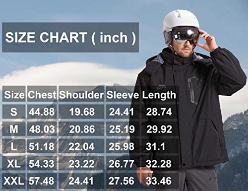 Image of ELLSWOS Men's Waterproof Ski Jacket Winter Snow Coat Warm Hooded Raincoat Windproof Windbreakers