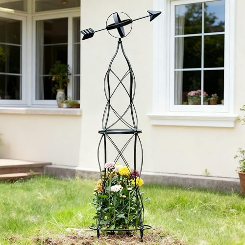 GOOOXIM 41-Inch Metal Obelisk Trellis – Elegant Garden Support for Climbing Plants, Perfect for Outdoor Rose Bushes and Tall Vines, Durable Metal Design with Arrow Top for Indoor and Outdoor Use
