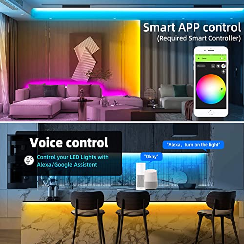 Image of GIDEALED 24V RGBWW LED Strip Lights 32.8ft,RGB+Cool White Warm White 2700K~6000K,6 Wires RGB CCT LED Light Strip for Bedroom Decoration Ambiance Lighting,Only RGBCCT LED Strip Light 10m