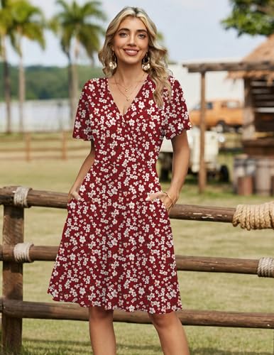 Image of Zeagoo Womens Summer Dresses Wrap V Neck Dress Floral A-Line Ruffle Sleeve Casual Sundress with Pockets 2026