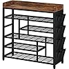   EnHomee-Metal-Shoe-Rack-for-Entryway-with-Boots-Storage-for-22-Pairs-Wood-Shoes-Rack-Wooden-Top-and-Side-Pocket-for-Entry-Entrance-Hallway-Black