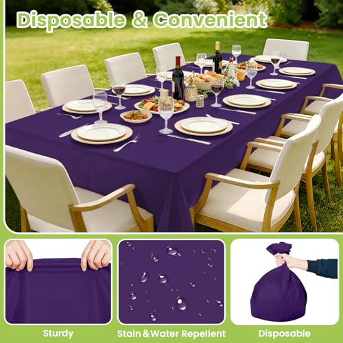 Image of Mulbozy 4 Pcs Purple Plastic Table Cloth Disposable, 54 x108 Inch