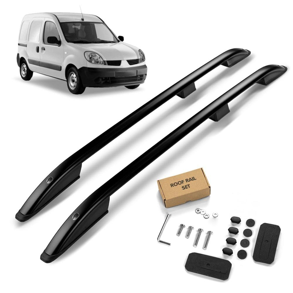 CHROMEMASTER Barras Portaequipajes, Rieles de Techo Compatible con Renault Kangoo L1 Standard Corto 1998-2009; Se Utilizan para el Montaje de Portaequipajes de Techo, Cajas de Techo o Portabicicletas