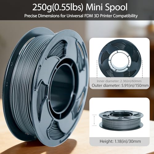 Image of Matte Dual Color Grey Black PLA 1.75mm 250g Small Spool 3D Printer Filament | Matte finish Bi Grey Black Coextrusion Hide layer lines Neatly wound Low warp No tangle 0.25kg spool for Bambu Prusa FDM