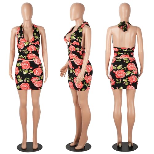 Image of PORRCEY Women Sexy Casual 2 Piece Leopard Cheetah Print Mini Dress