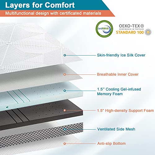 Elviros-3-Inch-Gel-Memory-Foam-Mattress-Topper-Full-Size-Adjustable-Cooling-Bed-Topper-for-Back-Pain-Dual-Layer-Mattress-Pad-with-Removable-Cover-Full-Grey