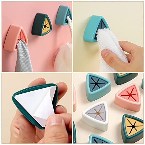 Image of Kitchen Towel Plug Hooks Holder Wall Mounted Punch Free Opening Dish Racks Rag Rack Hooks, Self Adhesive Hook, Round Mount Hook Tea for Bathroom, and Home, Wall, Cabinet, Garage
