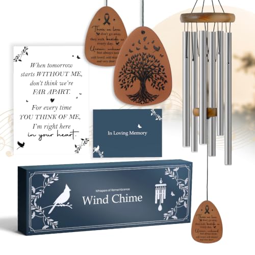 Image of Memorial Wind Chimes Gifts, Sympathy Gift Baskets, Bereavement Gift Idea, Grief, Sympathy Gifts for Loss of Loved One Husband Wife, Miscarriage Gifts for Mothers - Silver