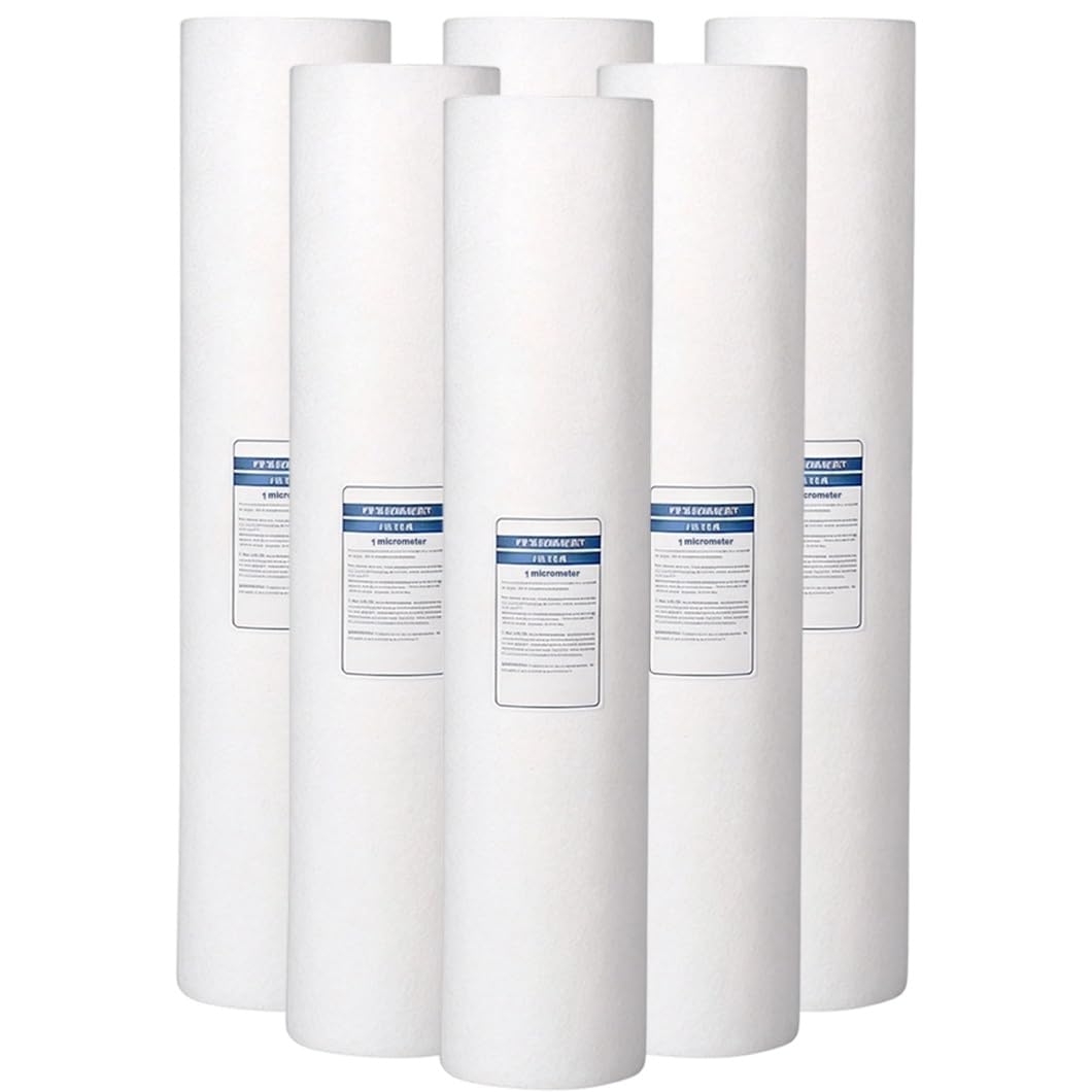 Set di 6 Filtri da 4,3" X 20" – Cartucce di Ricambio per Sedimenti per Sistemi di Filtrazione dell'Acqua per Tutta La Casa, Filtri Universali in PP | 1 micron