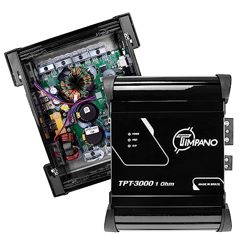 Timpano TPT-3000 1 Ohm Compact Amplifier 3000 Watts, 1 Channel, Full Range Amp Class D for Car Speakers, Loudspeakers, Drivers and Tweeters on Car Audio Systems