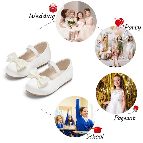 Image of PHIRAMIN Toddler Flower Girl Dress Shoes - Little Girl Ballet Flats Bow Wedding Party