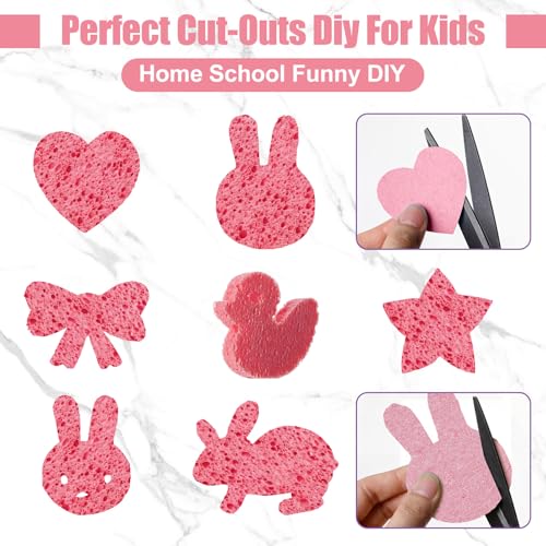 Image of Zhengmy 100 Pieces Sponges Bulk Sponges Kitchen Compressed Sponge Natural Dish Sponge Compressed Wood Pulp Cleaning Without Scratching for Kitchen Bathroom, 3.9 x 2.4 x 0.12 Inch (Pink)