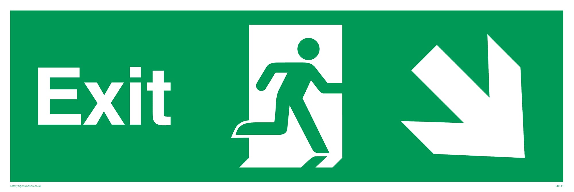 Pack of five - Exit â€“ Down Right Sign - 300x100mm - L31